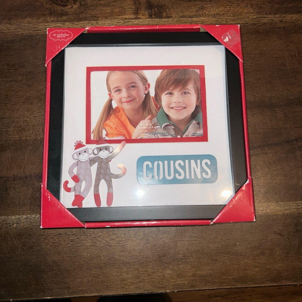 St Nicholas Square Sock Monkey Cousins Tree Lot Picture Frame 4" x 6" Photo NEW